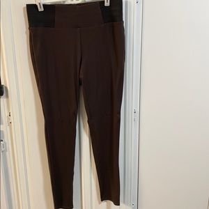 Brown knit stretch pants